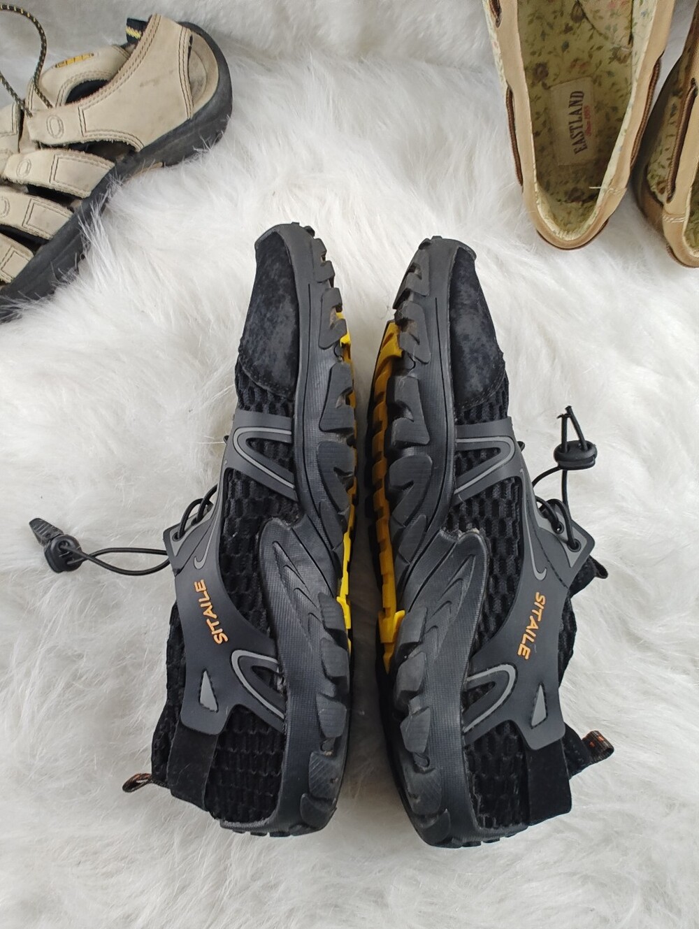 SITAILE Black Yellow Athletic Shoes Men Size 44 US 10 Lightweight Sport Sneakers - Picture 9 of 11
